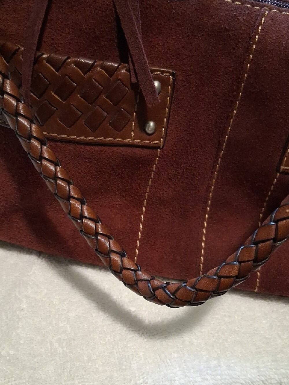 Fossil Brown Suede Braid I 7ed Shoulder Bag with Tassel - Picture 5 of 14